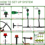 Micro Drip Irrigation System Portable 20M Automatic Watering with Adjustable Drippers Misting Watering Kits Garden Hose 3
