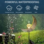 Solar Garden Lights Outdoor Decor,Moon Fairy Crackle Glass Lights,Warm White LED Metal Stake Ornament,Unique Gift for Gardening 4