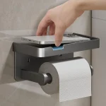 Toilet Paper Holder Wall-Mounted Aluminum Alloy Toilet Paper Holder Tissue Rack Bathroom Tissue Holder Bathroom Accessories 4