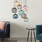 Modern Glass Chandelier Nordic Lustre Led Pendant Light for Living Room Restaurant Classical Colorful Glass Hanging Lamp Fixture 4