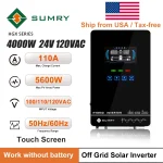 SUMRY 4KW 6KW 120V Off Grid Solar Inverter 24V 140A 5600W MPPT Charger Pure Sine Wave Home Inverter 6.25 Inch LCD Display 4