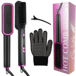 OUDIM Hair Straightener Brush with Six Temperature Settings, Ionic Hair Straightening Brush Flat Iron For Women, Anti-Scald Stra 4