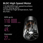 Leafless constant temperature hair dryer for personal hair care and styling; home professional hair style accessories kit (5+1) 2