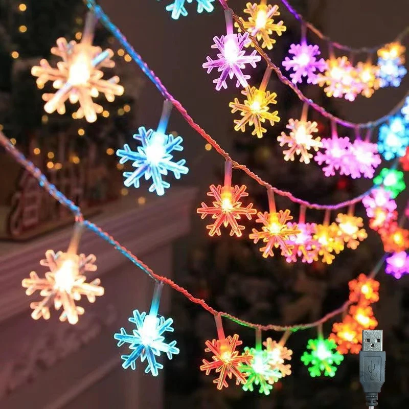 Snowflake Lights String LED Festoon Light USB Plug Christmas Tree Light Aesthetic Room Decoration Wedding Party New Year's Decor Snowflake Lights String LED Festoon Light USB Plug Christmas Tree Light Aesthetic Room Decoration Wedding Party New Year's Decor