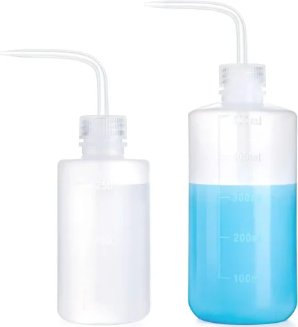 2 Pack Watering Can, 250ML & 500ML Succulent Bottle, Plant Squeeze Bend Mouth Safety Wash, Small Medium White