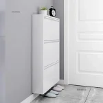 Steel Narrow Shoe Rack Home Aesthetic Living Room Furniture Tilted Vertical Storage Hallway Shoe Cabinets n 6