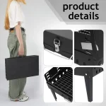 Barbecue Grill Outdoor Portable Charcoal Grill Collapsible Iron Square Charcoal Grill 17.32*10.63*8.66 inch Black 3