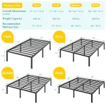 HOOMIC 14"  Twin/Full/Quen/King Metal Platform Bed Frame with Storage Space, No Box Spring Needed, Easy Assembly 3