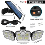20w Solar Light 122/333led IP65 Waterproof Outdoor Indoor Solar Garden Lamp With Adjustable Head Wide Lighting Angle With 3 Mode 6