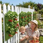 36 Pockets Vertical Strawberry Grow Planter Wall Hanging Flower Pot Bags Felt Garden Balcony Pouch for Railing Balcony Fence 4