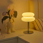 Bedroom bedside lamp creamy style table lamp USB plug tri color dimming living room study atmosphere light 2