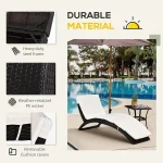 2025-NewPatio Foldable Wicker Chaise Lounge, PE Rattan Outdoor Lounge Chair, Bed with Cushion for Garden, Backyard, Lawn, Beige 4