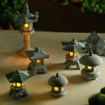 Mini Pagoda Lantern Light Garden Statue Micro Landscape Fish Tank Zen Yard Aquarium Bonsai Zen Garden Home Outdoor Decorations 2