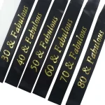 Gold Glitter Birthday Sash 30 40 50 60 70 80 Fabulous Satin Sash for 30th 40th 50th 60th 70th 80th Birthday Party Decor Supplies 2