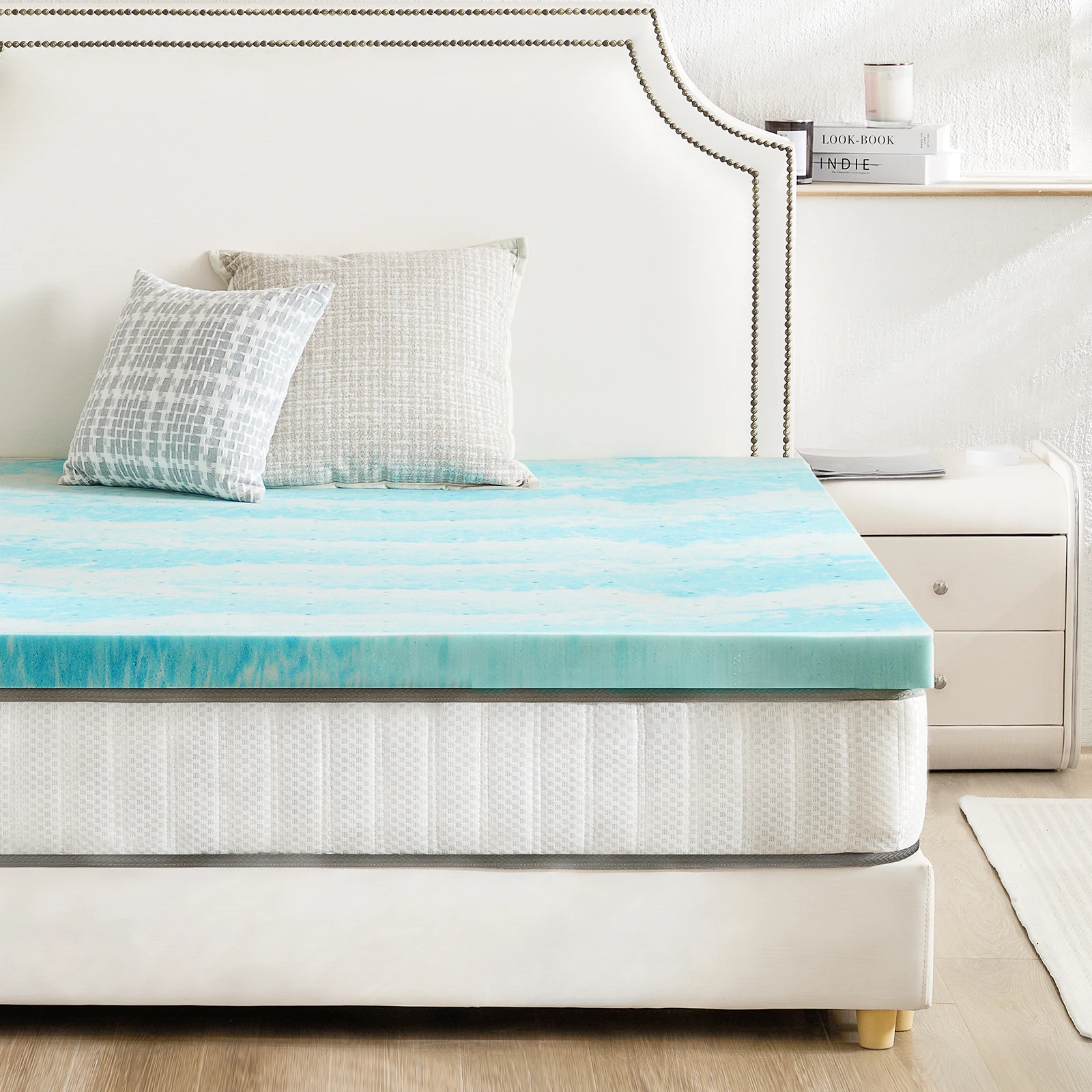 JHK 2-3 Inch Memory Foam Mattress Topper Queen Size Thick Gel Cooling Mattress Soft and Breathable Bed Topper Bedroom Furniture JHK 2-3 Inch Memory Foam Mattress Topper Queen Size Thick Gel Cooling Mattress Soft and Breathable Bed Topper Bedroom Furniture