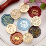Merry Christmas Snowflake Reindeer Seal Wax Stamps Copper Brass For DIY Scrapbooking Wax Sealing Stamp Envelope Decoration 3