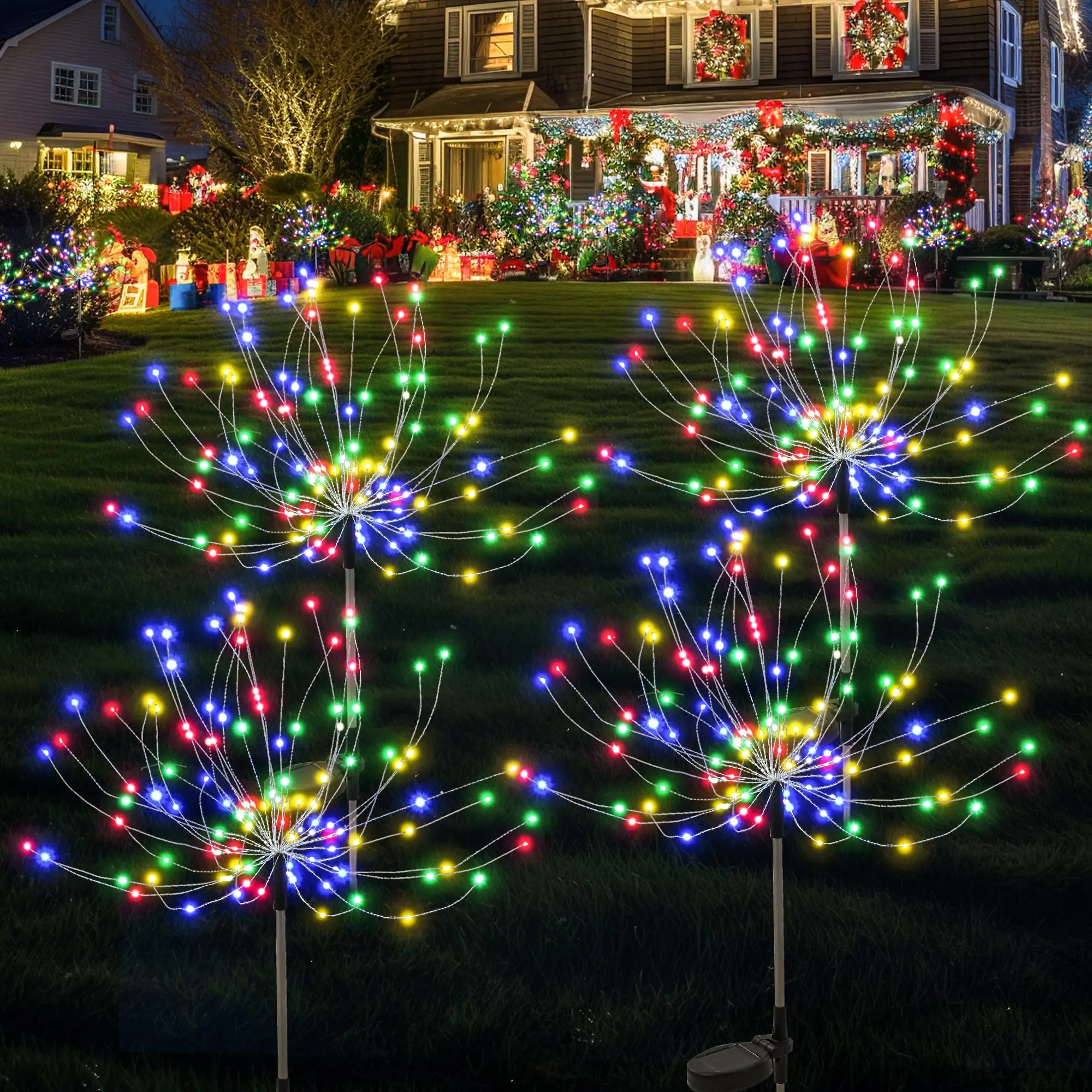 60/90/150/200 LED Solar Fireworks Lights Outdoor Decorative Multicolor Starburst Waterproof Lamps with 8 Modes for Garden Path 60/90/150/200 LED Solar Fireworks Lights Outdoor Decorative Multicolor Starburst Waterproof Lamps with 8 Modes for Garden Path