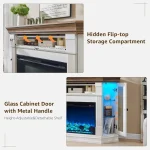 56'' Corner Fireplace TV Stand for 65 Inch TV, Farmhouse Entertainment Center w/ 30'' Electric Fireplace, Media Console for 5