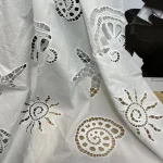 100% Cotton Hollow Out Lace Embroidered Fabric with Shell Pattern for Sewing Dress Clothes DIY Handmade Crafting Cloth 4