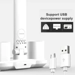 LED Table Lamp Double-Headed USB Chargeable Dimmable Desk Lamp with Calendar Clock Foldable Eye Protection Reading Night Light 5