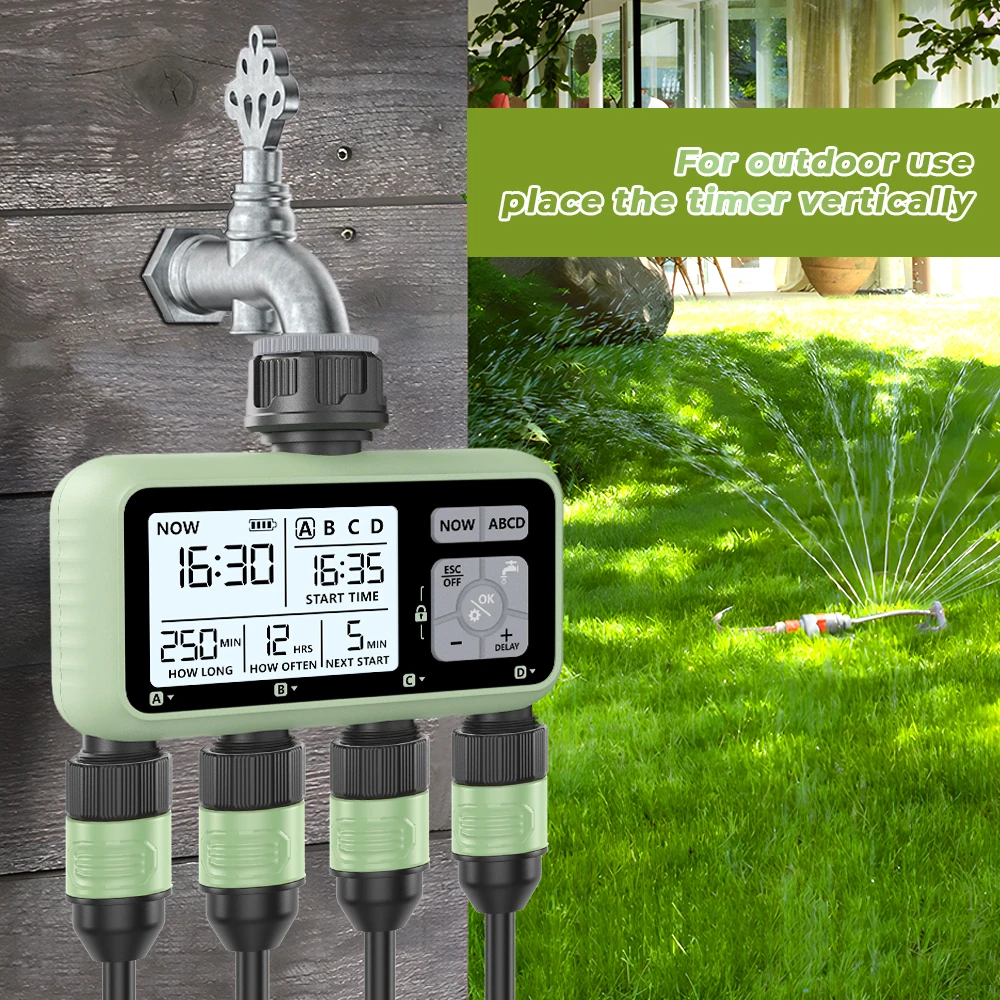 Eshico HCT-379 Outdoor Garden Smart 4 out irrigation timer Four independent interfaces for easy installation of garden tools Eshico HCT-379 Outdoor Garden Smart 4 out irrigation timer Four independent interfaces for easy installation of garden tools