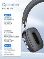 Wireless Bluetooth Headphones High-Resolution Audio Foldable Lightweight Deep Bass Long-Lasting Earphones 3