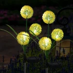 1PC/2PC 1 head/3 head solar LED dandelion outdoor ground mounted light,suitable for courtyard,garden,and landscape decoration 4