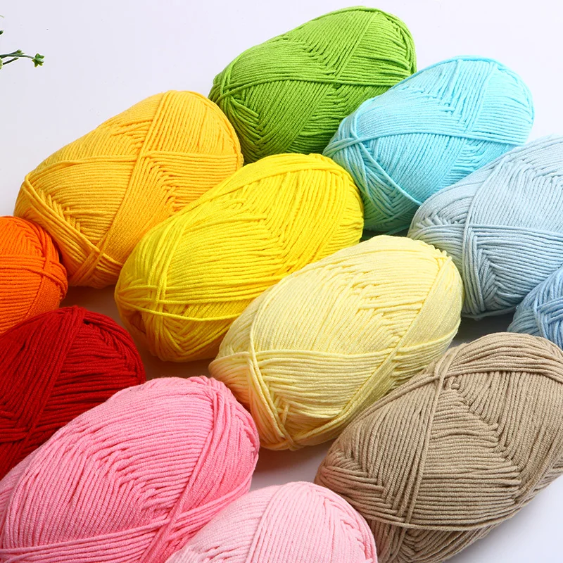 40-50g/Set 4ply Milk Cotton(80%) Knitting Yarn Needlework Dyed Lanas For Crochet Craft Sweater Hat Dolls At Low Price 40-50g/Set 4ply Milk Cotton(80%) Knitting Yarn Needlework Dyed Lanas For Crochet Craft Sweater Hat Dolls At Low Price