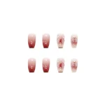 24 pieces of short trapezoid press-on nails, paired with 1 piece of jelly glue and 1 nail file 3