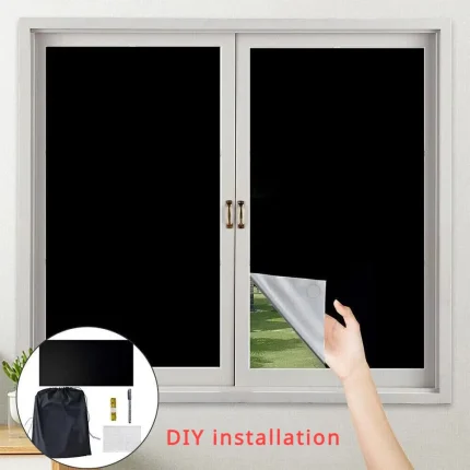DIY Portable Travel Blackout Curtain Blind Window Thermal Insulated Kitchen Curtains Stick On Non-perforated Black Cloth