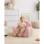 Kids Couch, 2-in-1 Soft Toddler Couch Fold Out, Toddler Chair Comfy, Convertible Sofa to Lounger, Kids Furniture for, Pink Shell 6