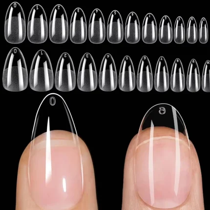 120 Short Almond-Shaped Oval Fake Nail Cutting Kit, Expandable and Complete Covering Nail Glue, French Ballet Shoe Style, Pressed Nail Cover.