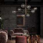SANDYHA Creative Art Glass Ball Pendant Light Nordic Design Black Gold LED Chandelier for Stylish Living Room Bedroom Home Decor 4