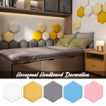 Nordic Kids Room Loft Hexagonal Headboard Soft Bag 3D Wall Sticker Tatami Bed Headboard Self-adhesive Wall Background Wall Decal 5