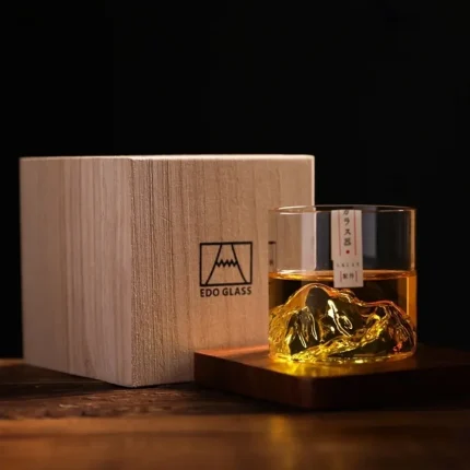 5 Oz 3D Guanshan Whiskey Glass Set Transparent Crystal Cup Suitable for Drinking Whiskey Cognac Cocktail Ice Wine Glass