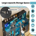 Wine Bar Cabinet with RGB Light, Liquor Cabinet with Wine Rack and Glass Holder, Coffee Bar Cabinets with USB Power, Customized 5