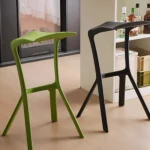 Scandinavian Modern High Bar Stool with Eco-Friendly PP Backrest Geometric Design Durable Plastic Kitchen Chair for Home 2