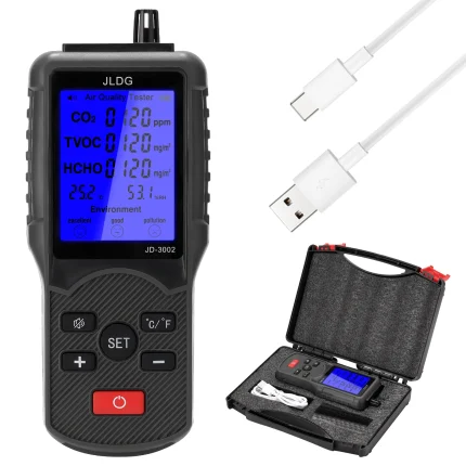 8in1 Air Quality Tester CO2 Meter Gas Analyzer CO2 Sensor TVOC Meter Carbon Dioxide Sensor Temperature Humidity Measuring Device
