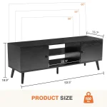 JHK Wooden Fireplace Tv Stand For Up To 60 Inch TV Entertainment Center For Living Room Media Console Adjustable Shelf 2 Storage 2