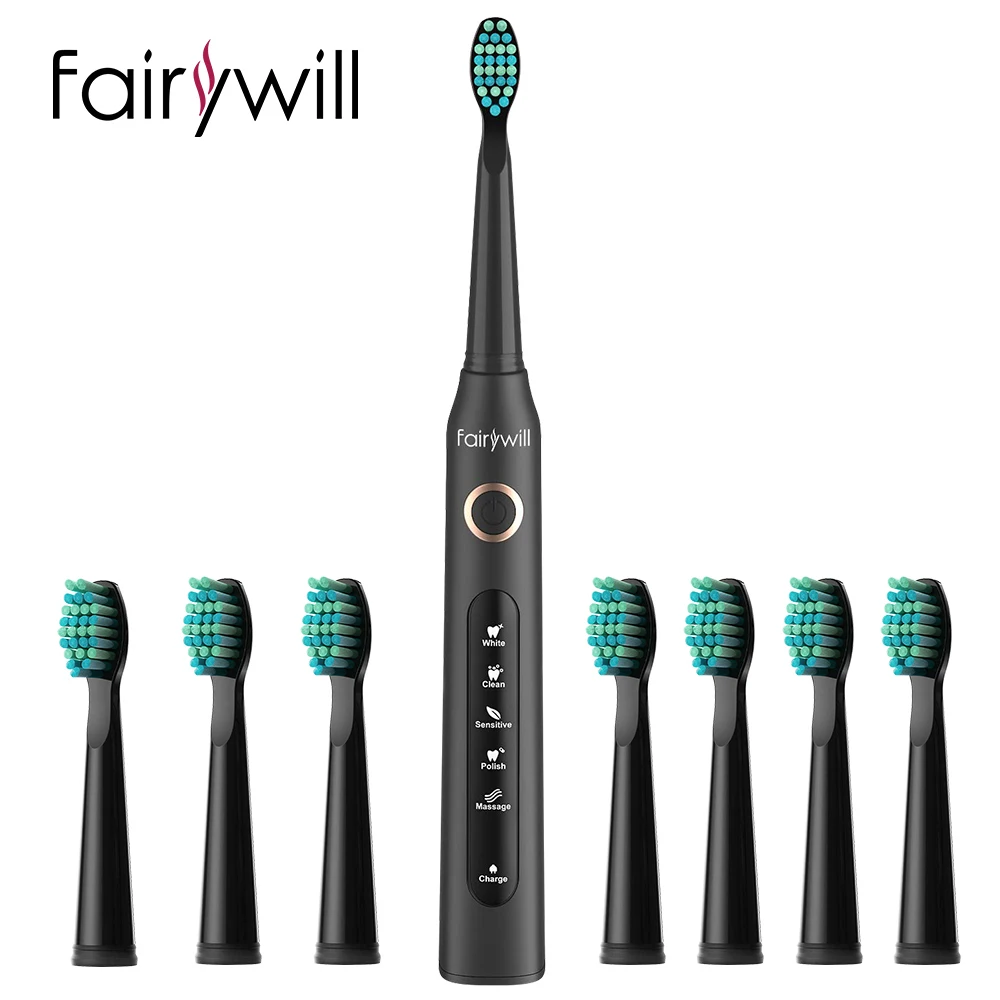 Fairywill Electric Sonic Toothbrush FW-507 USB Charge Rechargeable Adult Waterproof Electronic Tooth Brushes Replacement Heads s Fairywill Electric Sonic Toothbrush FW-507 USB Charge Rechargeable Adult Waterproof Electronic Tooth Brushes Replacement Heads s