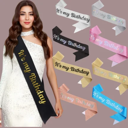 This Is My Birthday Sash for Women Girl  Ribbon Birthday Queen Double Cloth Material Birthday Party Decoration Supplies