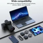 3in1 Wireless Lavalier Microphone for Camera,iPhone,Android,Microphone for Video Recording Recording Podcast Noise Reduction mic 3