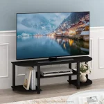 Turn-S-Tube Wide TV Stand with 3-Tier Open Storage, Espresso/Black, Holds 55-Inch TV 3