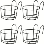 4pcs Stylish Round Metal Hanging Planters - Perfect for Balcony, Garden & Indoor Decor!
