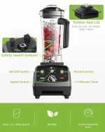 BioloMix 3HP 2200W Heavy Duty Grade Timer Blender Mixer Juicer Fruit Food Processor Ice Smoothies BPA Free 2L Jar 3