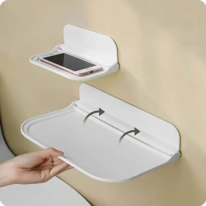 1pc Foldable Wall-mounted Shelf, For Bathroom, Toilet, Kitchen, Bedside, No Drilling Phone Storage, Wifi Router Storage 1pc Foldable Wall-mounted Shelf, For Bathroom, Toilet, Kitchen, Bedside, No Drilling Phone Storage, Wifi Router Storage