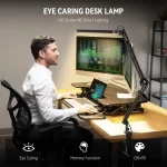 LED Desk Lamp Long Arm Foldable Clamp Adjustable Eye Caring Light with 3 Color Modes Dimmable for Reading Study and Office Work 2