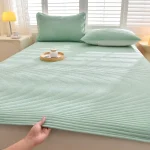 1pc Striped Waterproof Mattress Protector, Comfortable Mattress Cover, Soft and Breathable  for Single/Double Beds 6