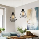Vintage Pendant Lamp Iron Frame Ceiling Lighting Paint Restaurant Teahouse Chandelier Indoor Wrought Metal Modern Pendant Lights 3