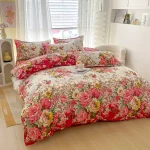 Floral Duvet Cover Set with Zipper Closure - 3 Piece Bedding Set Includes 1  Duvet Cover and 2 Pillowcases
